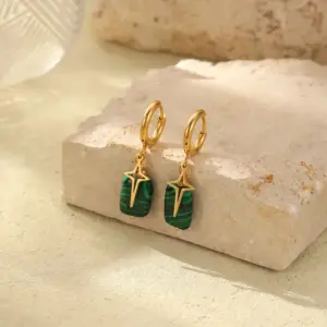 Green Stripes Natural Stone Flat round