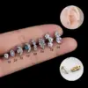 1 Piece Ear Cartilage Rings & Studs Fashion Leaf Moon Flower Pure Titanium Inlaid Zircon