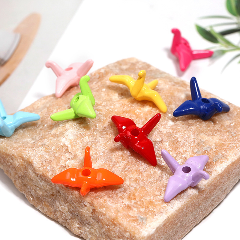 Wholesale Colorful and cute 3D origami crane beaded necklace