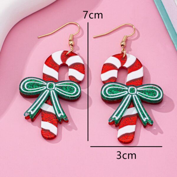 Wholesale Christmas Earrings Crutch Bow Printed Earrings