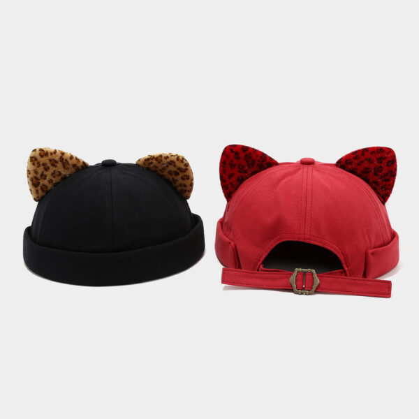 Wholesale Japanese-Style Literary Fresh Fashion Leopard Print Ear Melon Cap for Women Trendy Korean Version Internet Celebrity Trendy Landlord Cap Sailor Cap