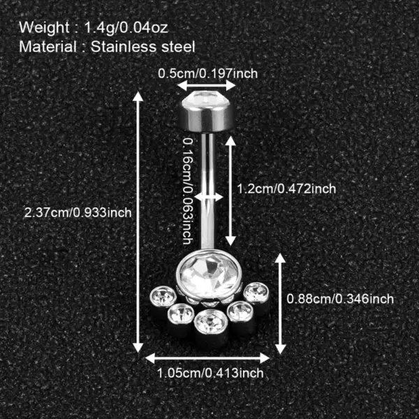 oly-03b64a265aa6d7e948653cfc81c94966 Wholesale 1 Piece Belly Rings Simple Style Solid Color 302 Stainless Steel 316 Stainless Steel lishing Plating Inlay Diamond 18K Gold Plated Belly Rings