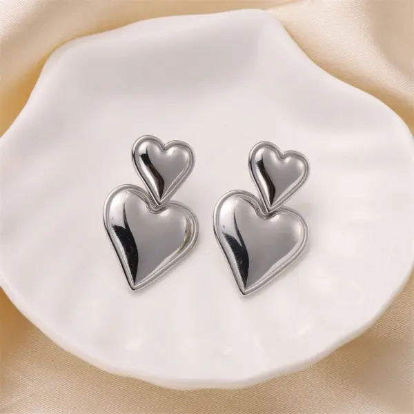 Wholesale Vacuum Plating Real Gold Plated Heart Shape 304 Stainless Steel Cute Sweet Waterproof Non Tarnish Earrings
