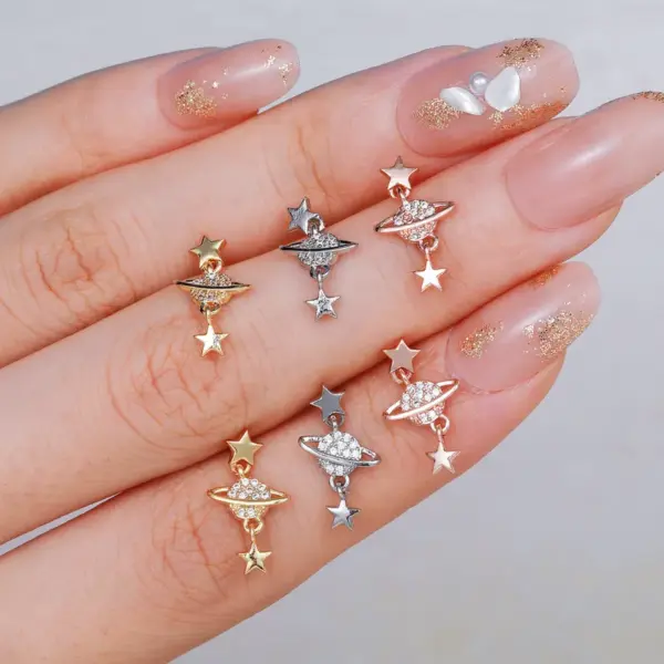 Wholesale Fashion Star Brass Plating Zircon Ear Studs 1 Piece
