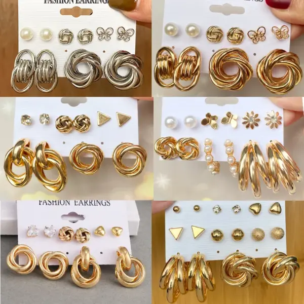 Wholesale Retro Butterfly Alloy Artificial Pearls Gold Plated Earring Sets For Women'S Street
