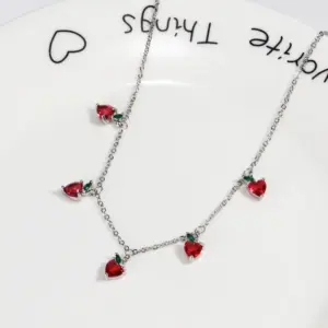 White Gold Red Lychee Necklace