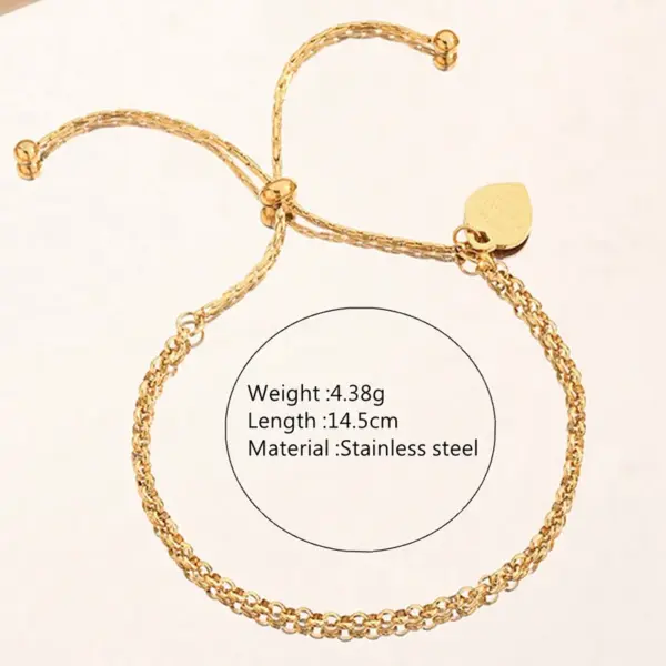 Ion Plating (IP) 18K Gold Plated Heart Shape 304 Stainless Steel French Style Simple Classic Waterproof Non Tarnish Bracelets