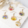 Wholesale New cat head flower earrings color real flower glue French earrings eternal flower jewelry cute gift