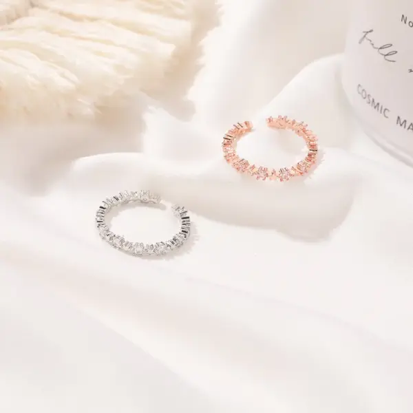 Wholesale Sweet Open Copper Inlaid Zircon Simple Five-pointed Star Ring