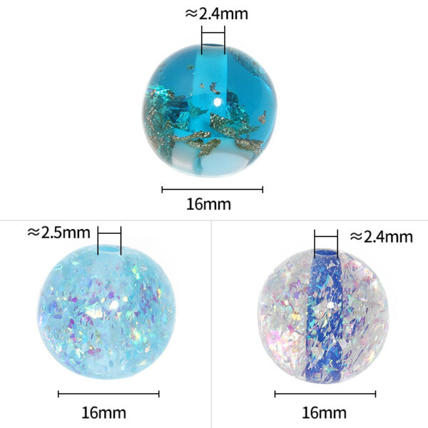 Wholesale 16mm love pottery gold foil round beads color sequins dyed core beaded diy jewelry accessories mobile phone chain beads