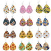 Wholesale Explosive leather earrings creative versatile leather earrings Amazon sunflower pattern leather earrings