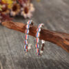 Wholesale C-shaped acrylic blue, white, and red striped alloy vintage earrings