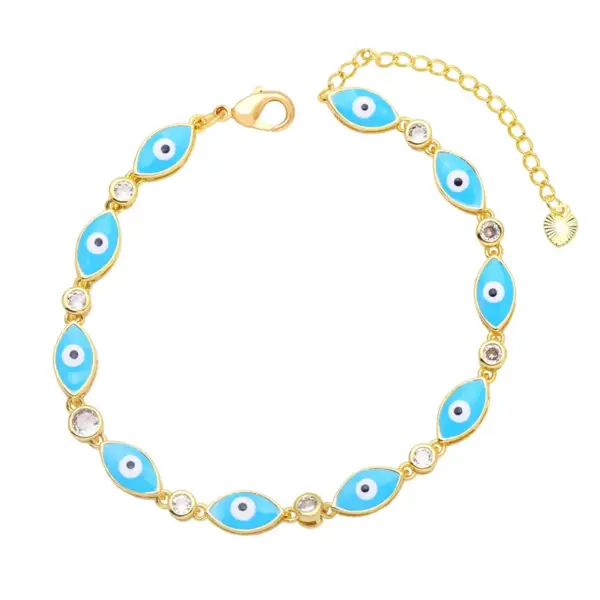 Wholesale Boho Style Evil Eye Bracelet Color Dripping Eye Copper Bracelet Female Wholesale