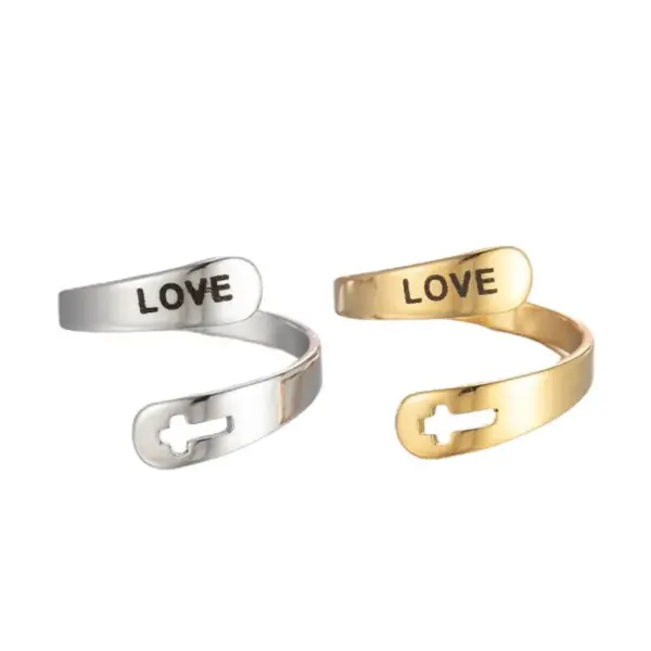 Wholesale PVD Coated 18K Gold Real Gold Plated Number 201 Stainless Steel Retro Waterproof Non Tarnish Open Ring