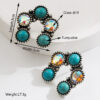 oly-03d7496d90d1ed63695fd5858afdbfe1 Wholesale European and American Creative New Ethnic Style Earrings Vintage Alloy Plated Ancient Silver Diamond Turquoise Geometric Pendant Earrings for Women