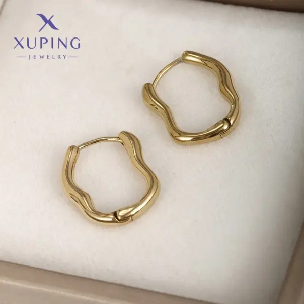 Wholesale 1 Pair XUPING Simple Style Irregular Irregular 304 Stainless Steel 18K Gold Plated Raw Steel Earrings