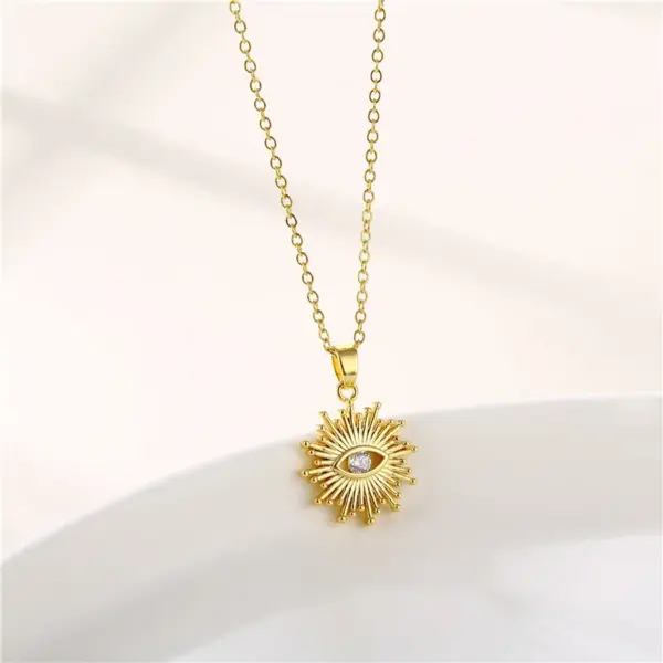 Wholesale Water Plating Vacuum Real Gold Plated 18K Sun Heart Shape Whale 304 Stainless Steel Titanium INS Style Waterproof Non Tarnish 201 Pendant Necklace