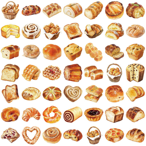 Wholesale 50 stickers of baking cake and bread series