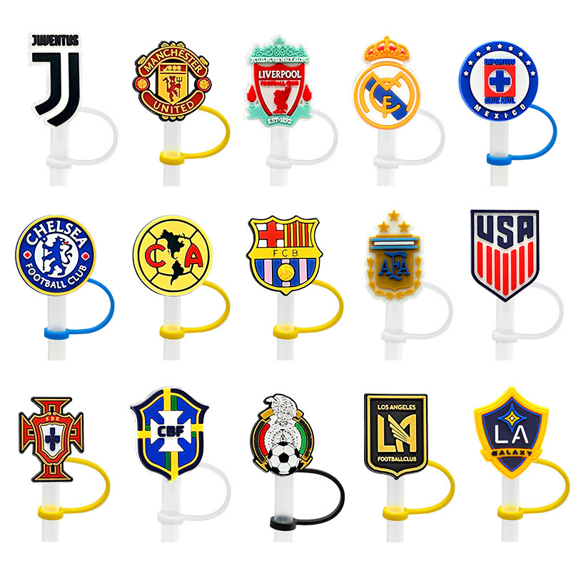 Wholesale New Srts Club Silicone Straw Cap Straw Protective Cover Dust Plug Straw Decorative Buckle Dust Cap Cross Border