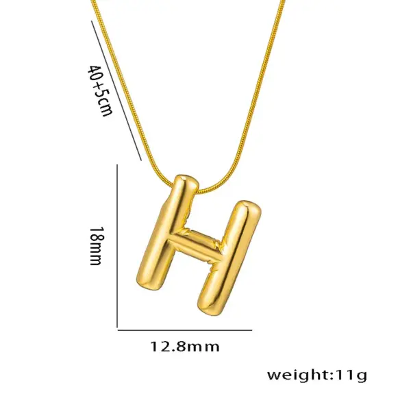 Wholesale PVD Coated Real Gold Plated Letter Stainless Steel Vintage Style Waterproof Non Tarnish Titanium Steel Pendant Necklace