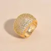 Wholesale Copper 18K Gold Plated IG Style Shiny Inlay Solid Color Zircon Rings