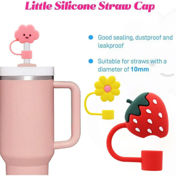 Wholesale Cross-border straw cap 6-piece set 10mm ice cream cup dustproof straw cover Stanley Cup leak-proof silicone straw plug