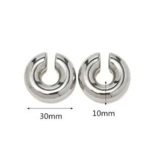 Hollow Large C Ear Clip-[Xlh212] Double D Steel Color-ZN438S / 18K