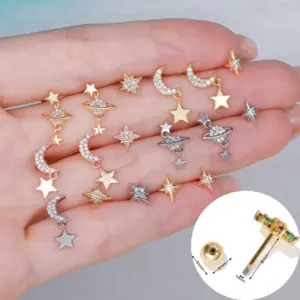 Wholesale Fashion Star Brass Plating Zircon Ear Studs 1 Piece