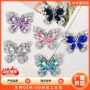 Wholesale Single-sided alloy diamond butterfly diy phone case car air outlet hairpin brooch corsage accessories crystal
