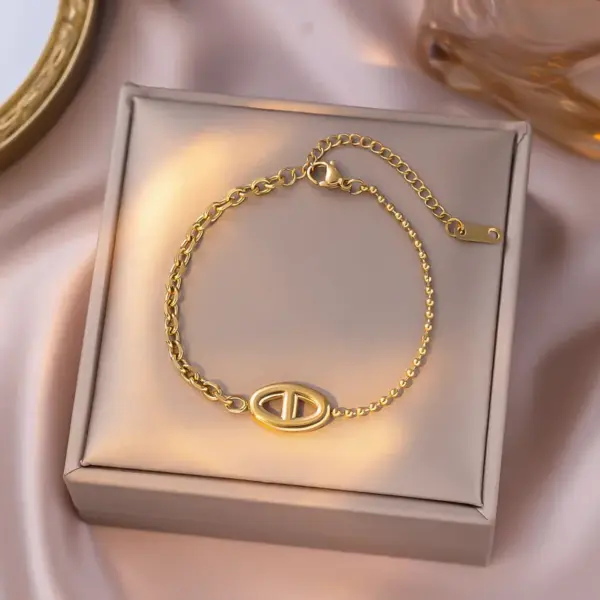 Simple Style Geometric Titanium Steel Ball Chain Cable Chain Bracelets In Bulk