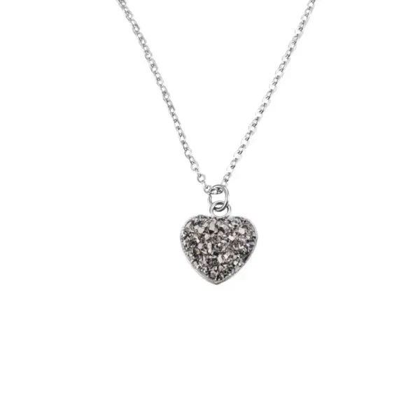 304 Stainless Steel Resin Heart Shape PVD Coated Resin Elegant Streetwear Shiny Waterproof Non Tarnish Plating Inlay Cuban Link Chain Curb Chain Pendant Necklace