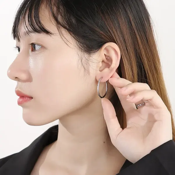 304 Stainless Steel Geometric PVD Coated 18K Real Gold Plated Streetwear Waterproof Non Tarnish Hoop Earrings