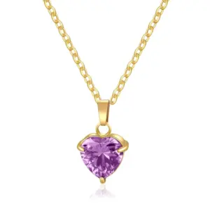 Golden Purple Heart Shape / Necklace