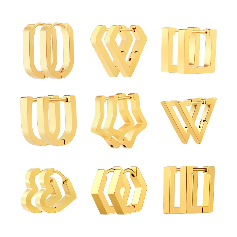 Wholesale 1 Piece Simple Style Geometric Plating Stainless Steel Earrings