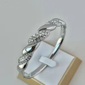 Full Diamond Winding Silver Bracelet