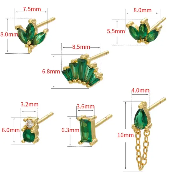 Retro Geometric Green Gemstones Diamond Copper Earrings Wholesale Nihaojewelry