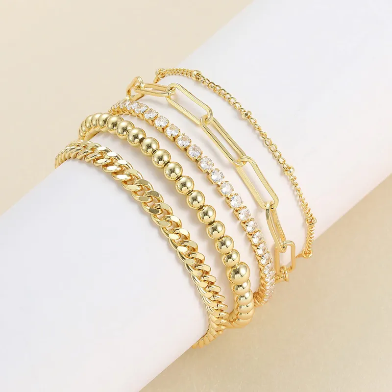 Wholesale Simple Style Irregular Round Rhinestones Stainless Steel Wholesale Anklet