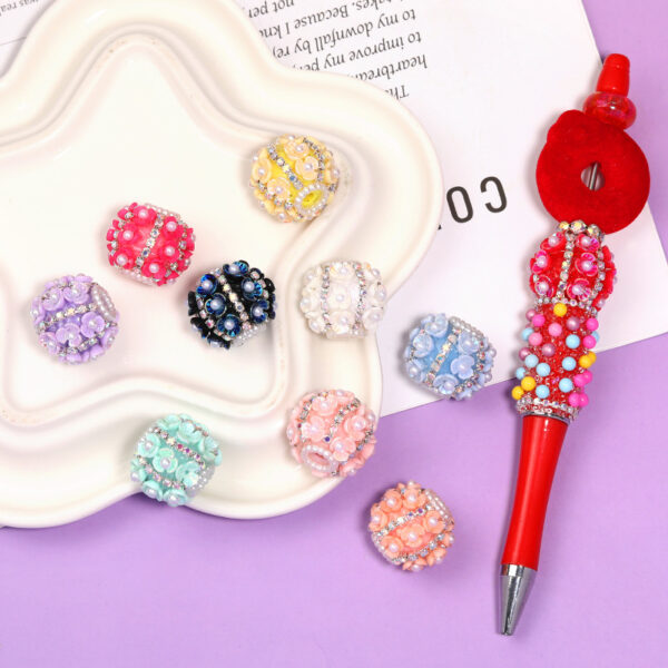 Wholesale Heavy-duty pearl diamond ball straight hole DIY beading