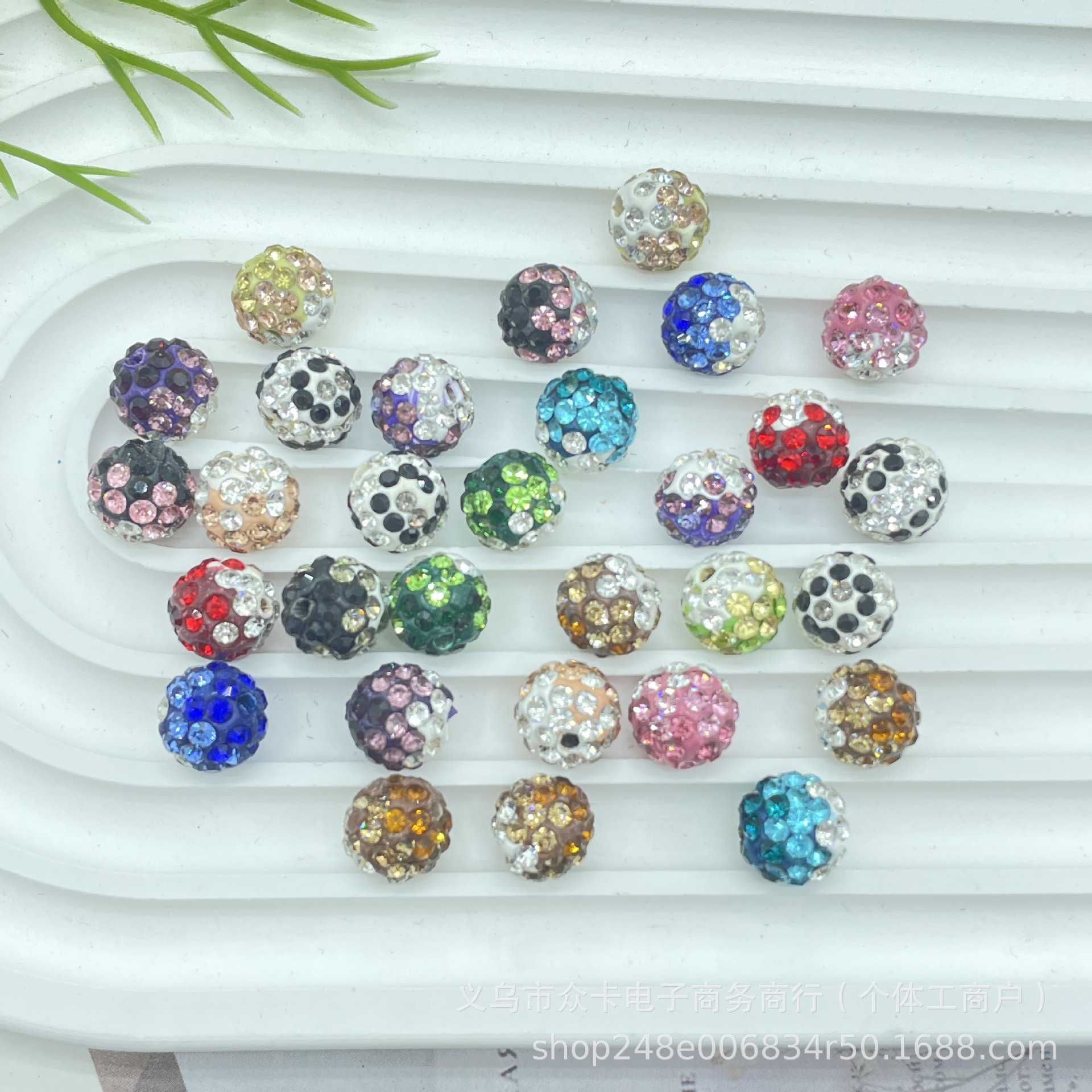Wholesale 10cm Gradient Colorful Diamond Ball Full of Diamonds Straight Hole through Hole Colorful Soft Clay Fragrant Balala Ball Beads Loose Beads Fa