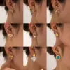 Golden Plated 201 Stainless Steel Electroplating Zircon Geometric Hypoallergenic Drop Earrings Ear Studs