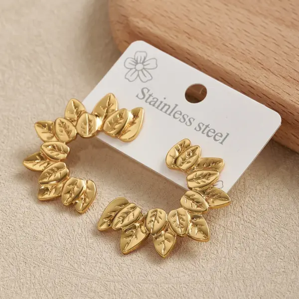 Wholesale Leaf Flower Stainless Steel 201 Earrings Hot Sale Casual Modern Style For Holiday And Daily Use