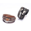 Wholesale Leather magnetic clasp multi-layer bracelet