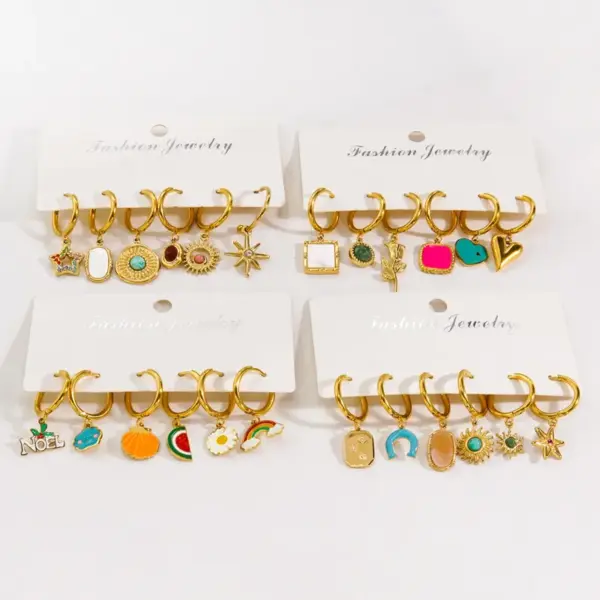 Wholesale PVD Coated 14K Gold Real Gold Plated Geometric 304 Stainless Steel Modern Style Waterproof Non Tarnish Earrings