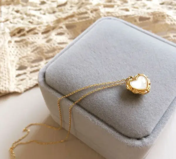 PVD Coated 18K Real Gold Plated Heart 304 Stainless Steel Princess Sexy Pastoral Waterproof Non Tarnish Inlay Inlaid Necklace