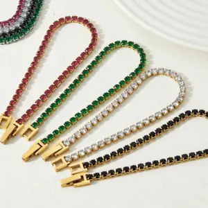 Wholesale Glam Geometric 304 Stainless Steel 16K Gold Plated White Gold Plated Gold Plated Zircon Stainless Steel Bracelets In Bulk