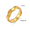 Wholesale 304 Stainless Steel Solid Color PVD Coated 18K Real Gold Plated Simple Style Waterproof Non Tarnish Plating Gold Rings