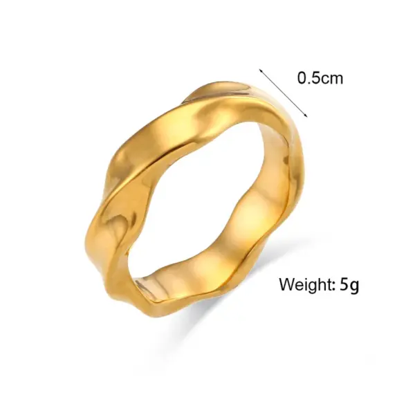 Wholesale 304 Stainless Steel Solid Color PVD Coated 18K Real Gold Plated Simple Style Waterproof Non Tarnish Plating Gold Rings