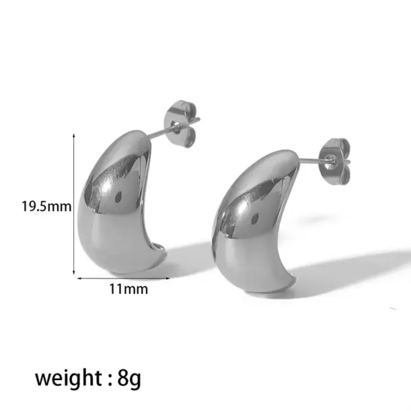 Wholesale PVD Coated Real Gold Plated C Shape 304 Stainless Steel Retro Waterproof Non Tarnish Ear Studs