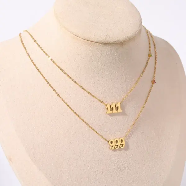 Wholesale 201 Stainless Steel 304 Stainless Steel Gold Plated Casual Simple Style Plating Inlay Number Zircon Necklace