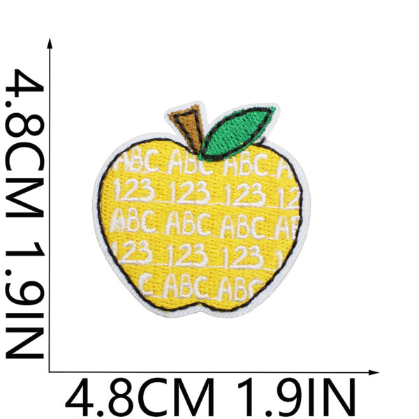 Wholesale Art Apple Embroidered Cloth Sticker Stripe Dot Apple Pattern Fruit Embroidered Label Bag Decorative Color Fruit